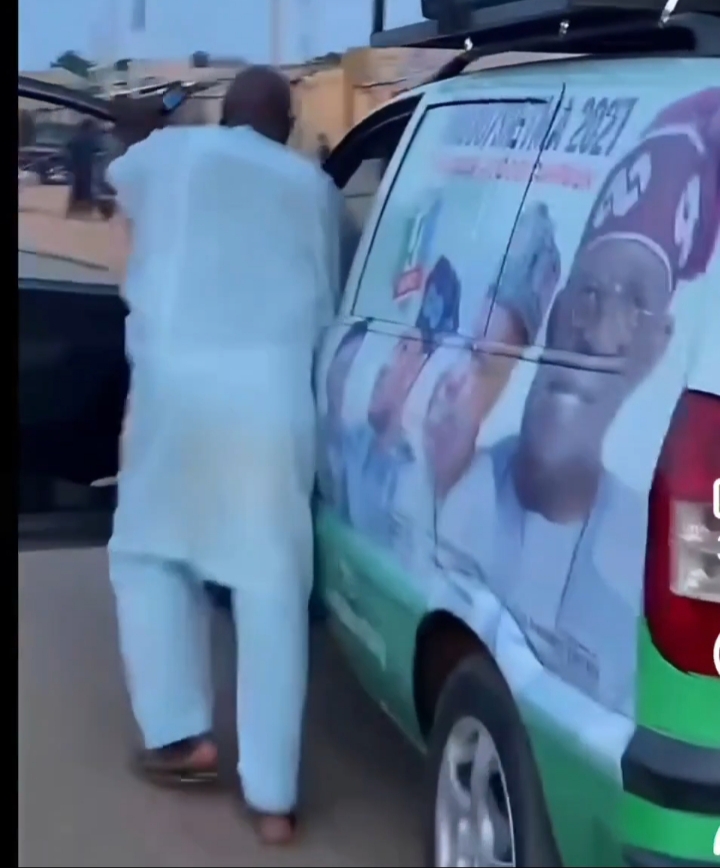 Tinubu campaign vehicle pushed